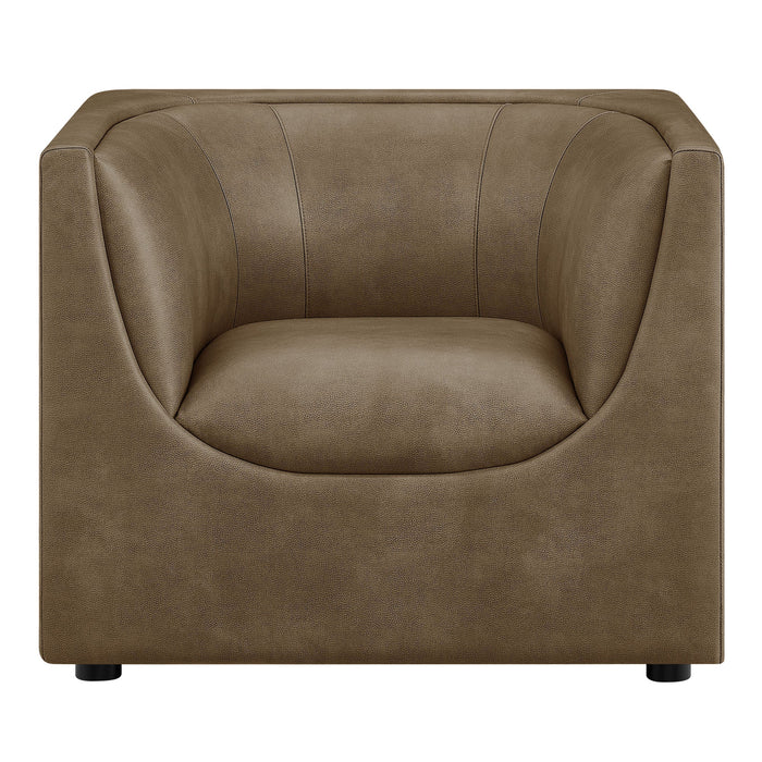Hilda Curved Back Vegan Leather Armchair Mushroom