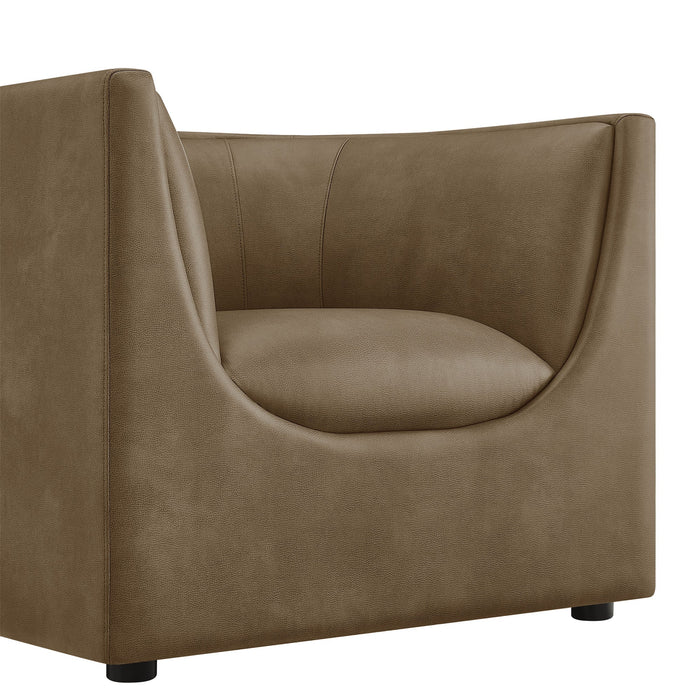 Hilda Curved Back Vegan Leather Armchair Mushroom