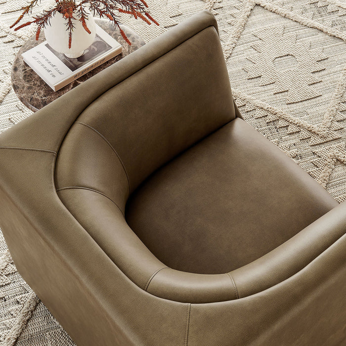 Hilda Curved Back Vegan Leather Armchair Mushroom