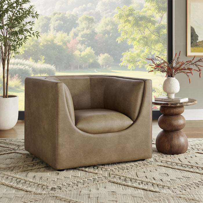 Hilda Curved Back Vegan Leather Armchair Mushroom