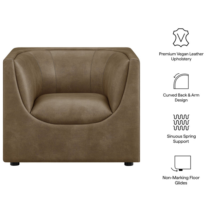Hilda Curved Back Vegan Leather Armchair Mushroom
