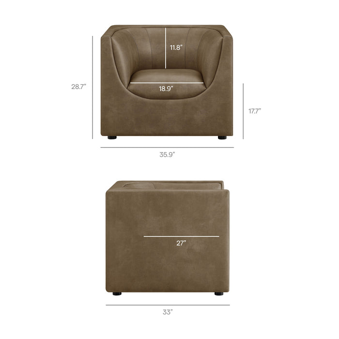 Hilda Curved Back Vegan Leather Armchair Mushroom