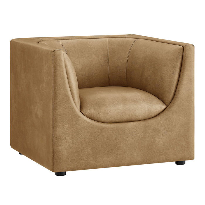 Hilda Curved Back Vegan Leather Armchair Toast
