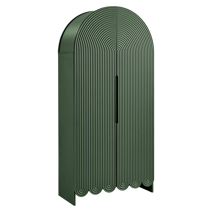 Dahlia 78 Inch Fluted and Scalloped Arched Storage Cabinet Hunter Green