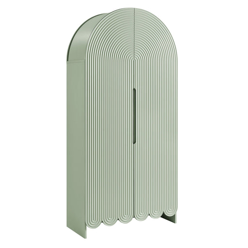 Dahlia 78 Inch Fluted and Scalloped Arched Storage Cabinet Sage
