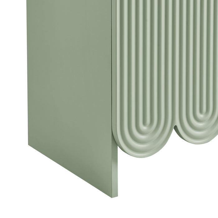 Dahlia 78 Inch Fluted and Scalloped Arched Storage Cabinet Sage