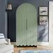Dahlia 78 Inch Fluted and Scalloped Arched Storage Cabinet Sage