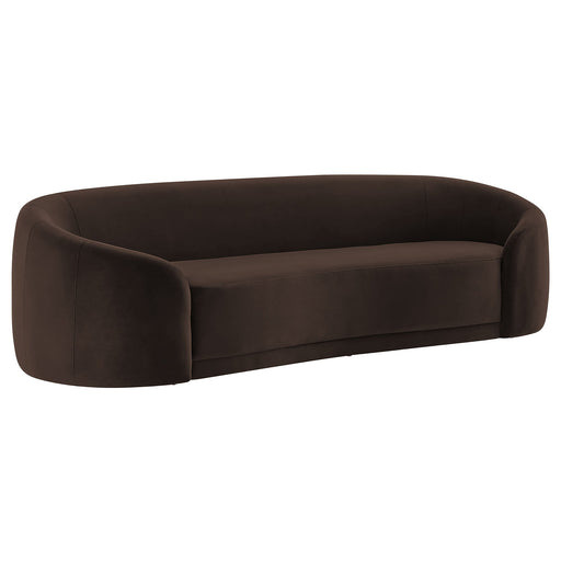 Contessa Curved Performance Velvet Sofa Chocolate Brown