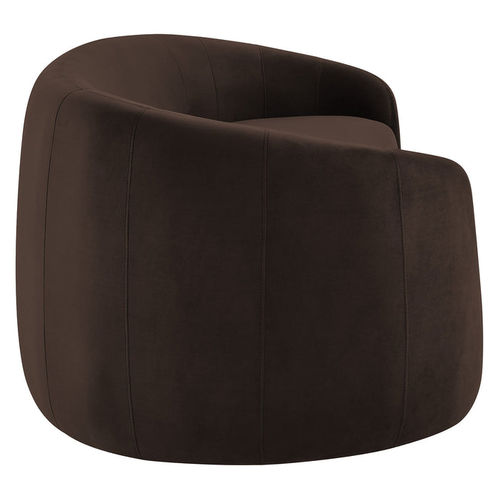 Contessa Curved Performance Velvet Sofa Chocolate Brown