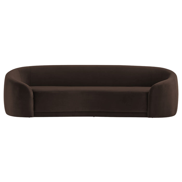 Contessa Curved Performance Velvet Sofa Chocolate Brown