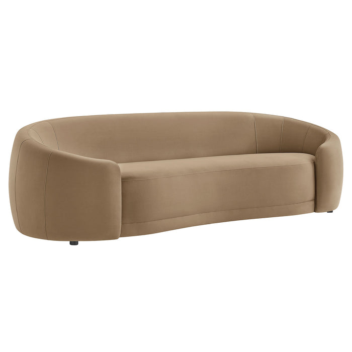 Contessa Curved Performance Velvet Sofa Taupe