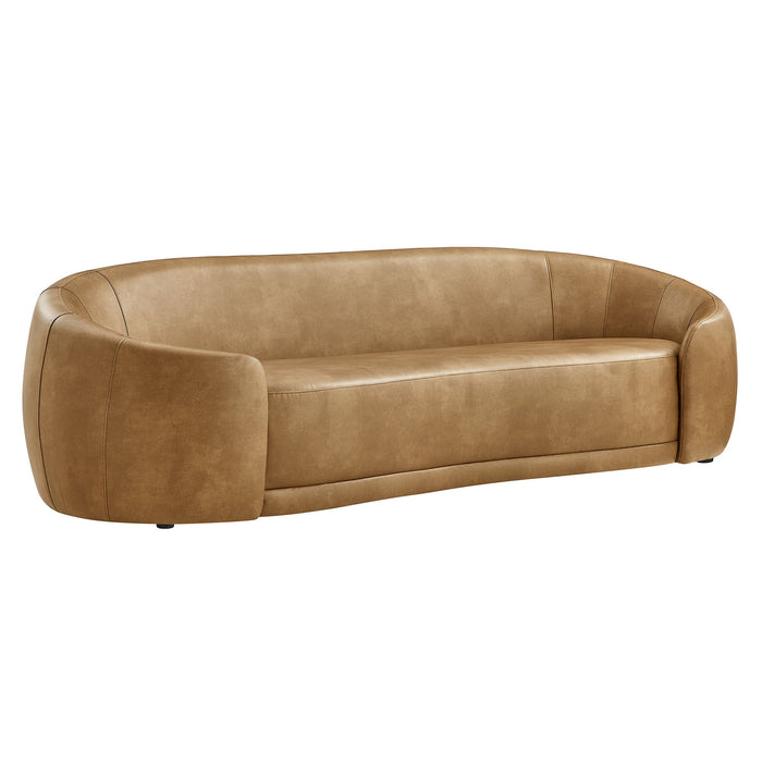 Contessa Curved Vegan Leather Sofa Toast
