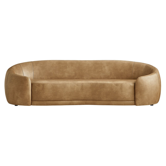 Contessa Curved Vegan Leather Sofa Toast