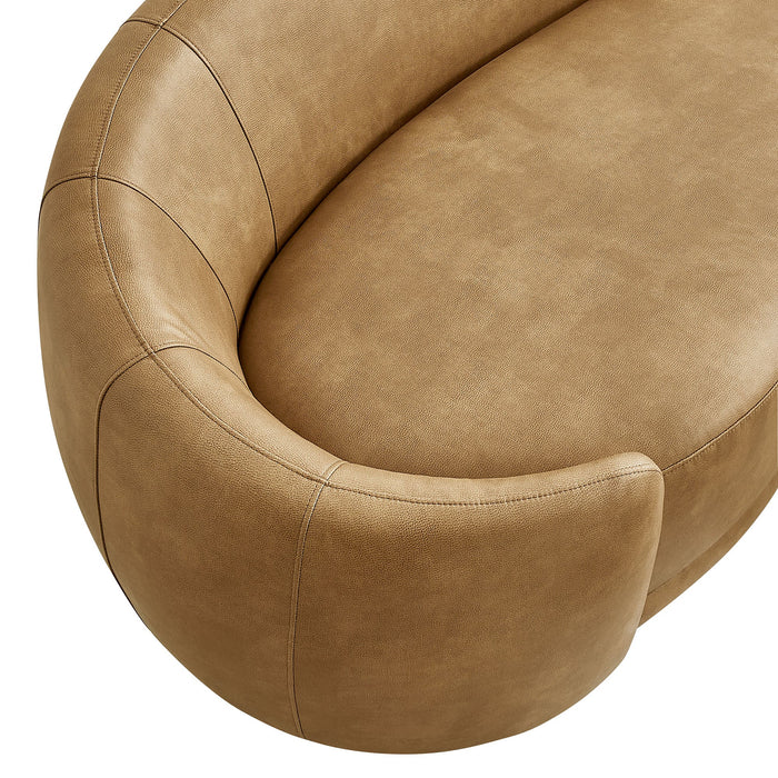 Contessa Curved Vegan Leather Sofa Toast