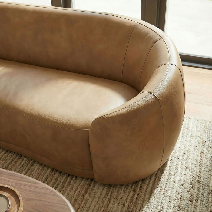 Contessa Curved Vegan Leather Sofa Toast