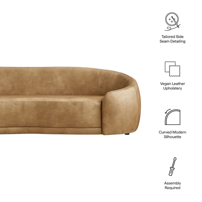 Contessa Curved Vegan Leather Sofa Toast