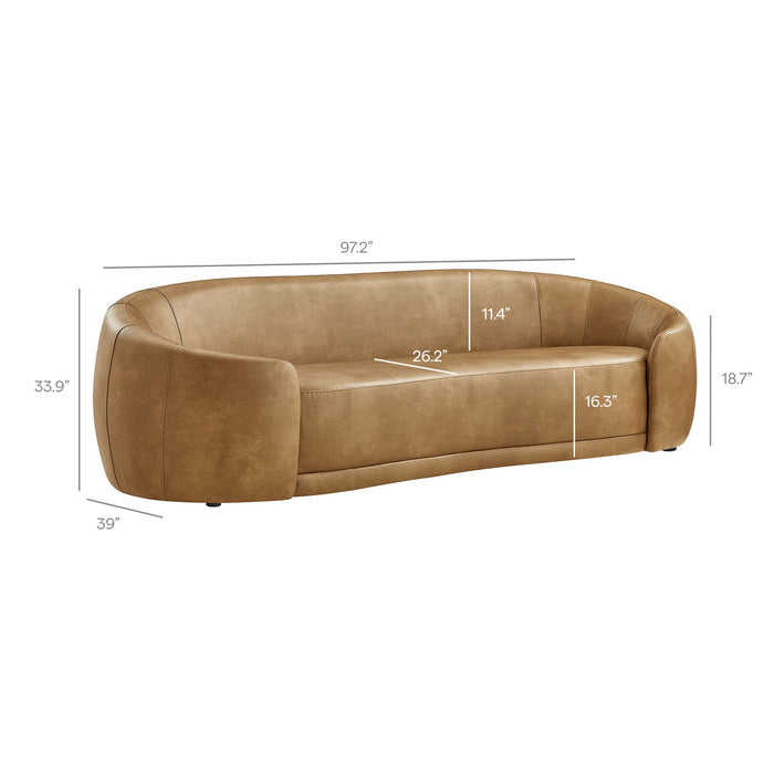 Contessa Curved Vegan Leather Sofa Toast