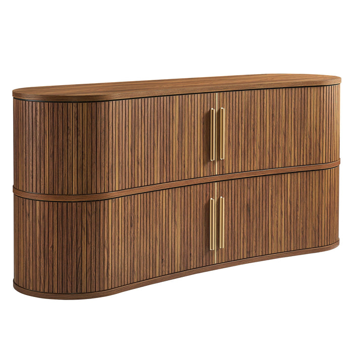 Radcliffe 63" Curved Fluted Sideboard Buffet Cabinet Walnut