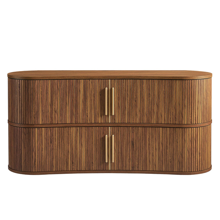 Radcliffe 63" Curved Fluted Sideboard Buffet Cabinet Walnut
