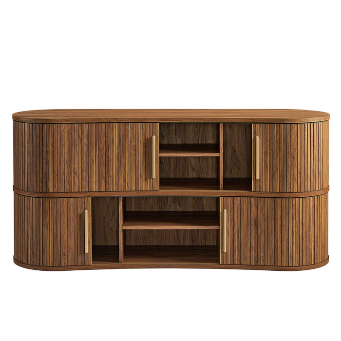 Radcliffe 63" Curved Fluted Sideboard Buffet Cabinet Walnut