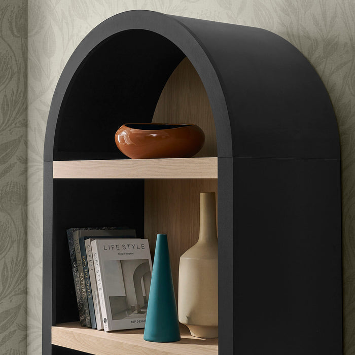 Caleb 4 Arched Display Shelf Bookcase Black