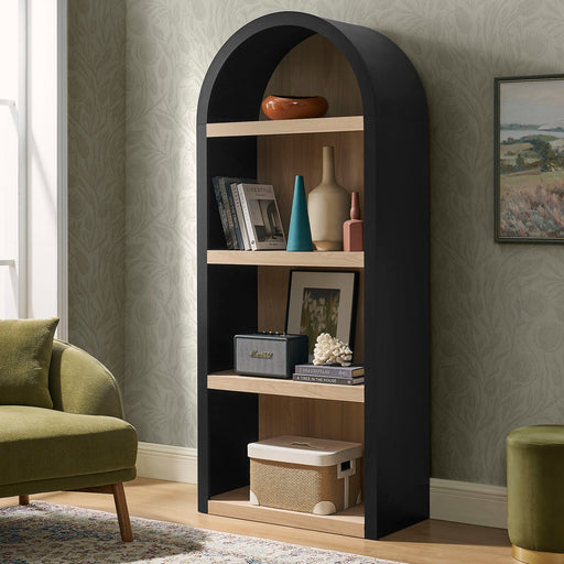 Caleb 4 Arched Display Shelf Bookcase Black