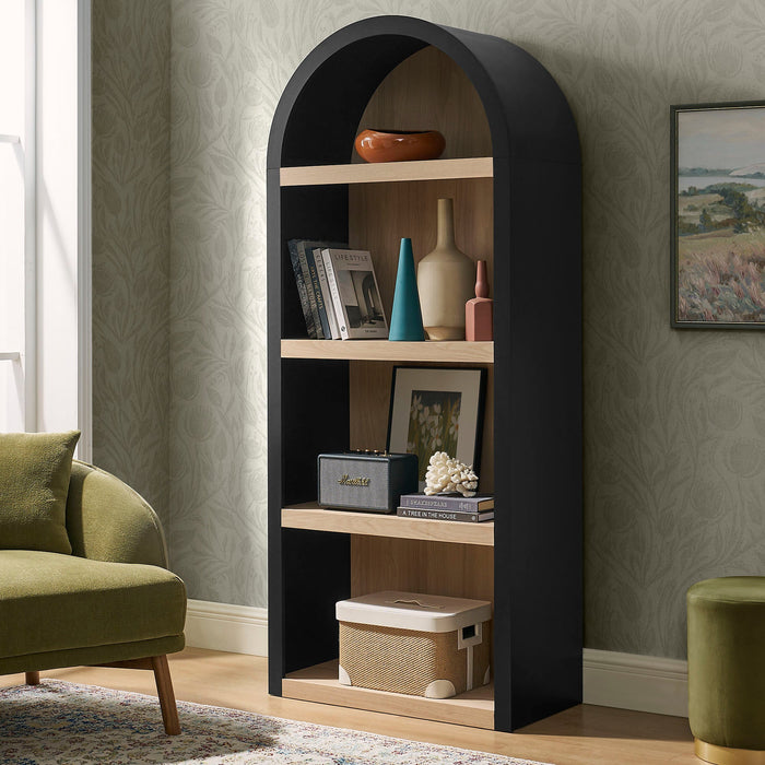 Caleb 4 Arched Display Shelf Bookcase Black