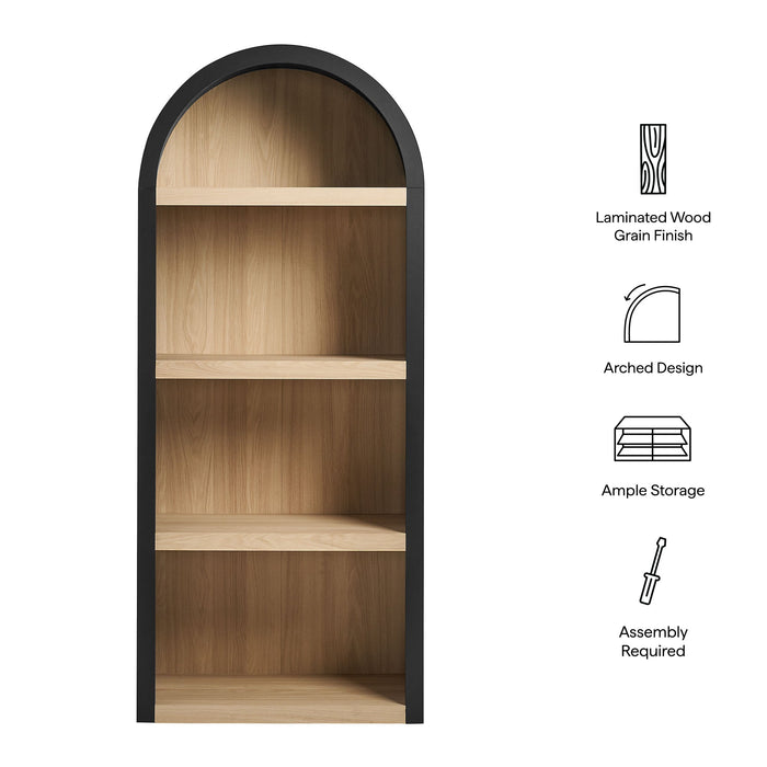 Caleb 4 Arched Display Shelf Bookcase Black
