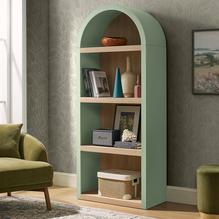 Caleb 4 Arched Display Shelf Bookcase Sage