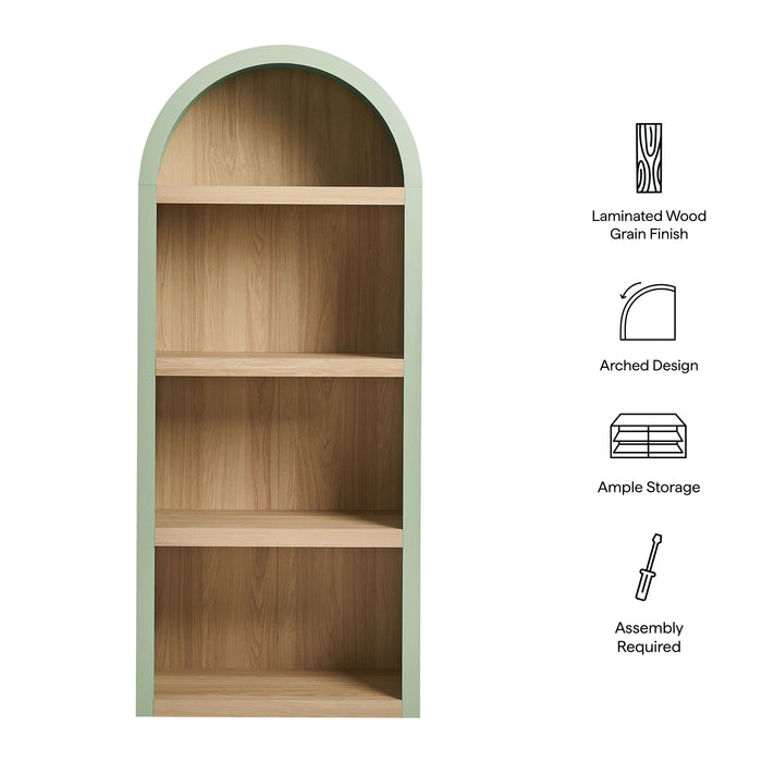 Caleb 4 Arched Display Shelf Bookcase Sage