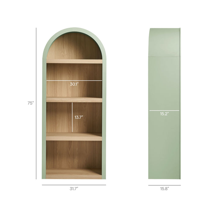 Caleb 4 Arched Display Shelf Bookcase Sage