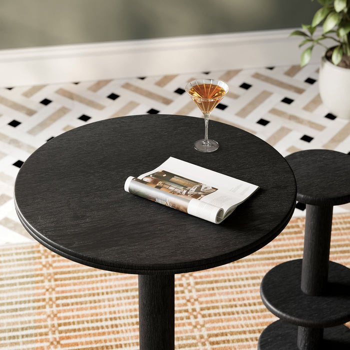 Neo 31 Inch Round Indoor - Outdoor Patio Wood Bar Table Black