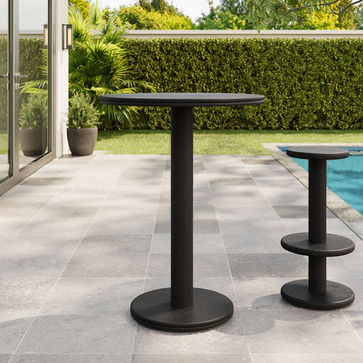 Neo 31 Inch Round Indoor - Outdoor Patio Wood Bar Table Black