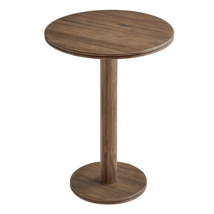 Neo 31 Inch Round Indoor - Outdoor Patio Wood Bar Table Cocoa Brown