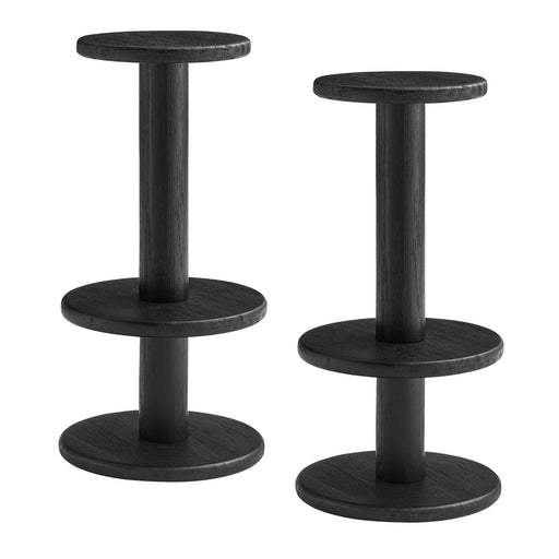 Neo 15 Inch Round Indoor - Outdoor Patio Wood Bar Stools Black