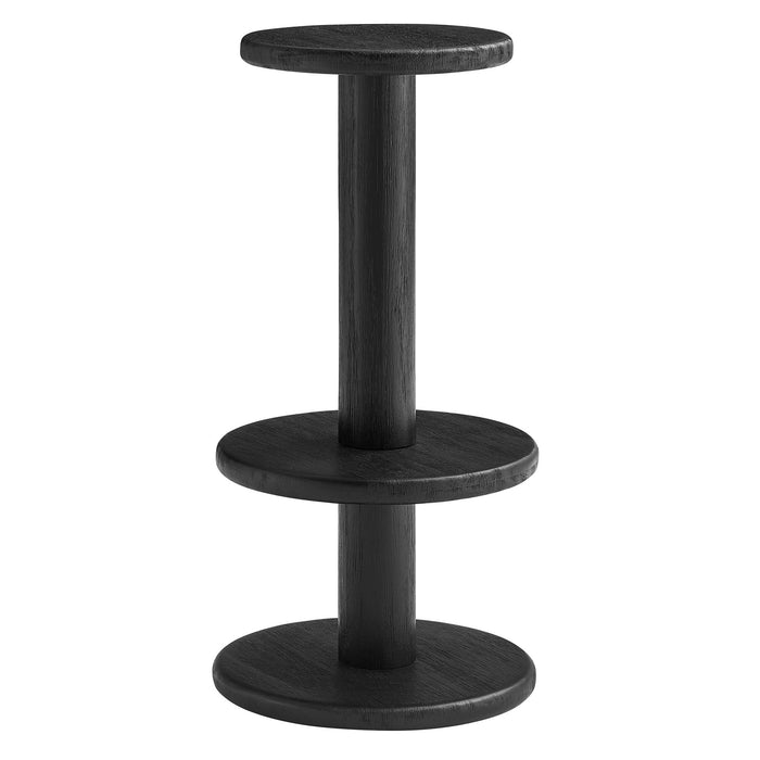 Neo 15 Inch Round Indoor - Outdoor Patio Wood Bar Stools Black