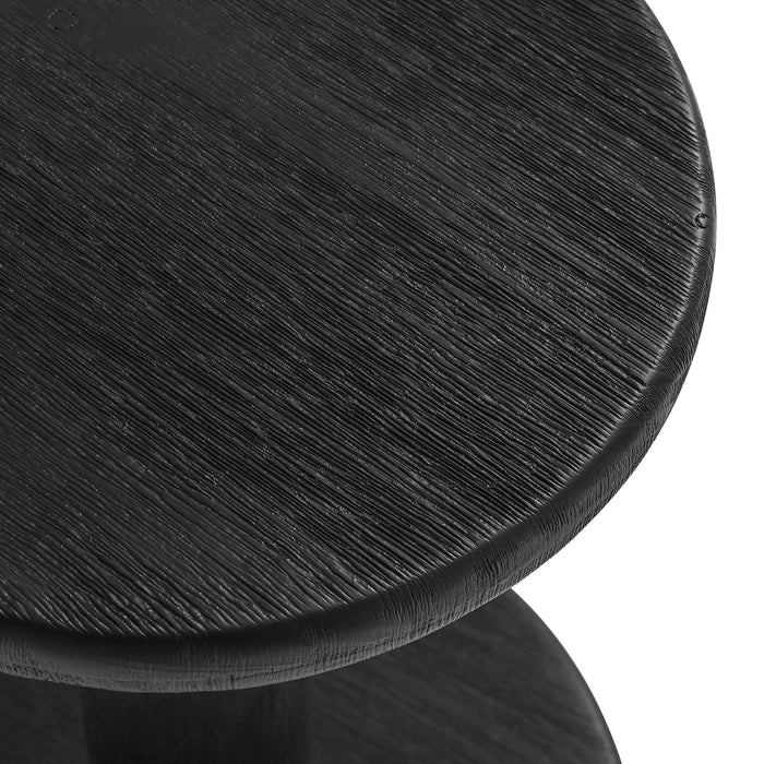Neo 15 Inch Round Indoor - Outdoor Patio Wood Bar Stools Black