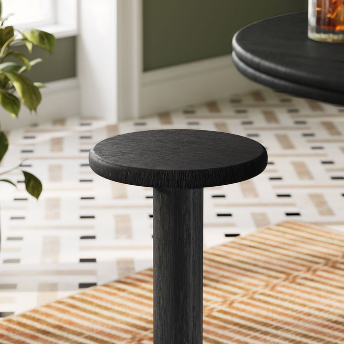 Neo 15 Inch Round Indoor - Outdoor Patio Wood Bar Stools Black