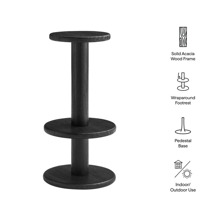 Neo 15 Inch Round Indoor - Outdoor Patio Wood Bar Stools Black