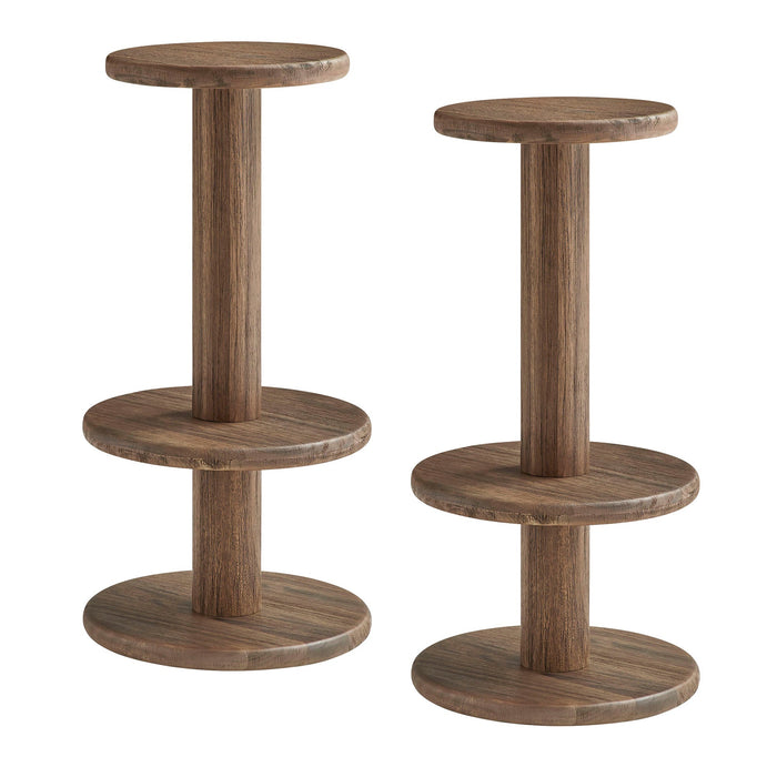 Neo 15 Inch Round Indoor - Outdoor Patio Wood Bar Stools Cocoa Brown