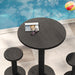 Neo 3-Piece Round Indoor - Outdoor Patio Wood Bar Table And Stool Set Black
