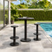 Neo 3-Piece Round Indoor - Outdoor Patio Wood Bar Table And Stool Set Black