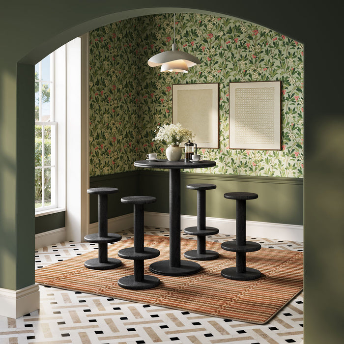 Neo 5-Piece Round Indoor - Outdoor Round Patio Bar Table And Stool Set Black