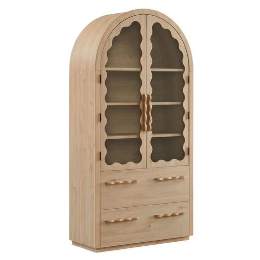 Rory 76 Inch Arched Kitchen Pantry Cabinet Light Oak