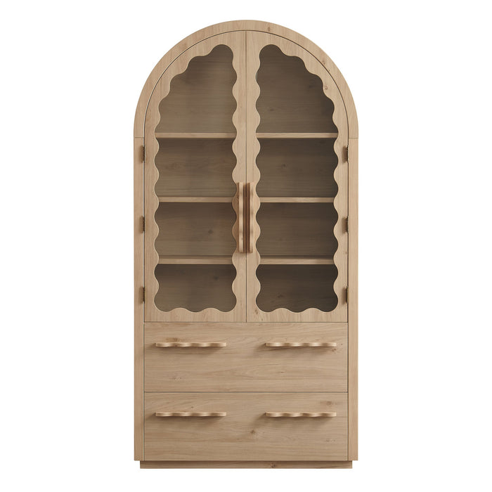 Rory 76 Inch Arched Kitchen Pantry Cabinet Light Oak