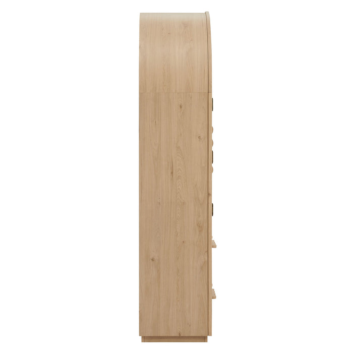 Rory 76 Inch Arched Kitchen Pantry Cabinet Light Oak