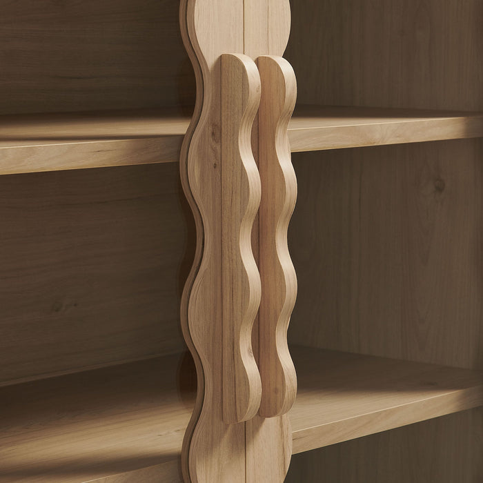 Rory 76 Inch Arched Kitchen Pantry Cabinet Light Oak
