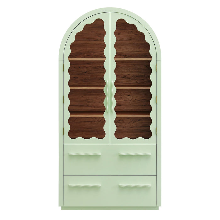 Modway Rory 76 Inch Arched Display Cabinet in Sage Walnut - side view