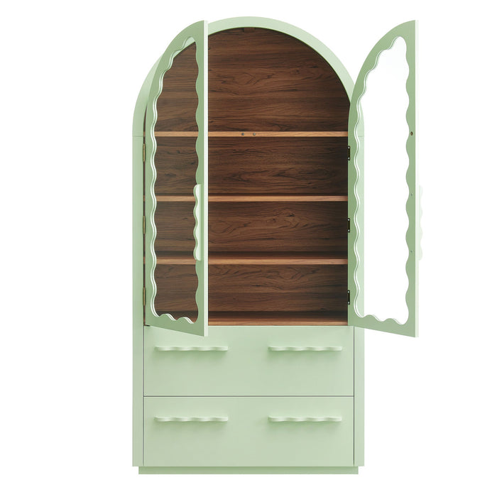 Modway Rory 76 Inch Arched Display Cabinet in Sage Walnut - detail view