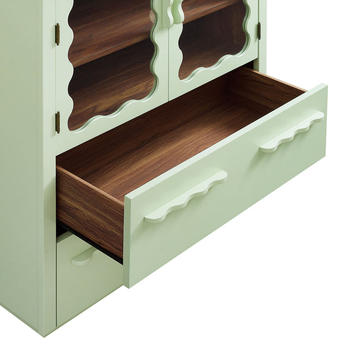 Modway Rory 76 Inch Arched Display Cabinet in Sage Walnut - lifestyle view